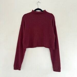Reformation cashmere merlot wool loose boxy sweater cropped la garconne S M L OS